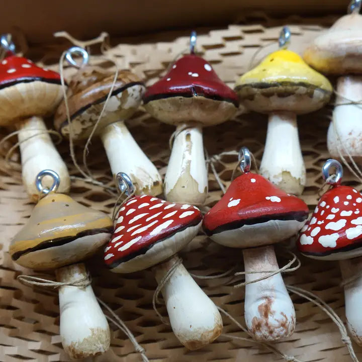 Wooden Mushroom Ornament