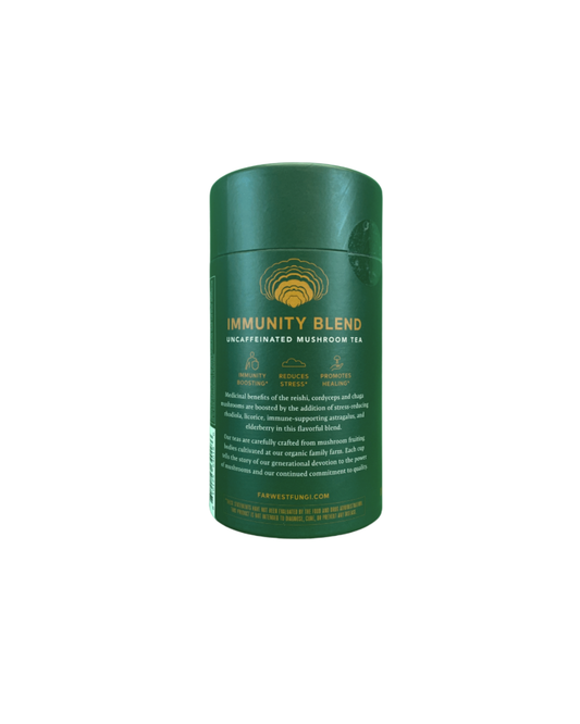 Green container of Immunity Blend on a white background