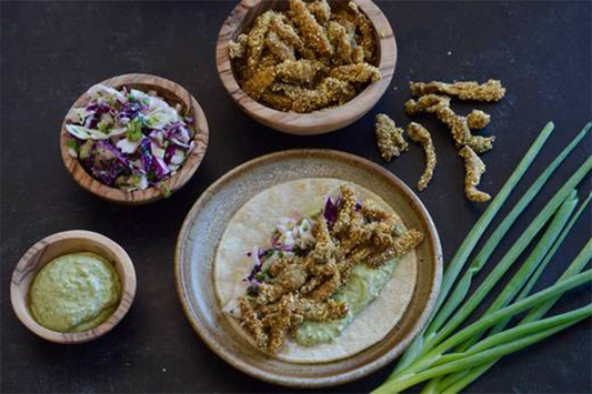 Crispy Oyster Baja Taco with Avocado Mayo