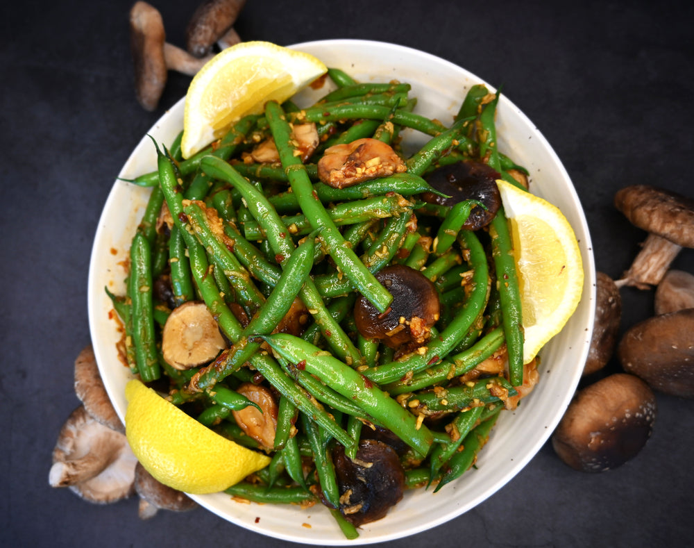Spicy Asian-style Green Beans with Shiitakes
