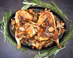 Roasted Chicken with Maitake and Walnuts with Garlic Confit