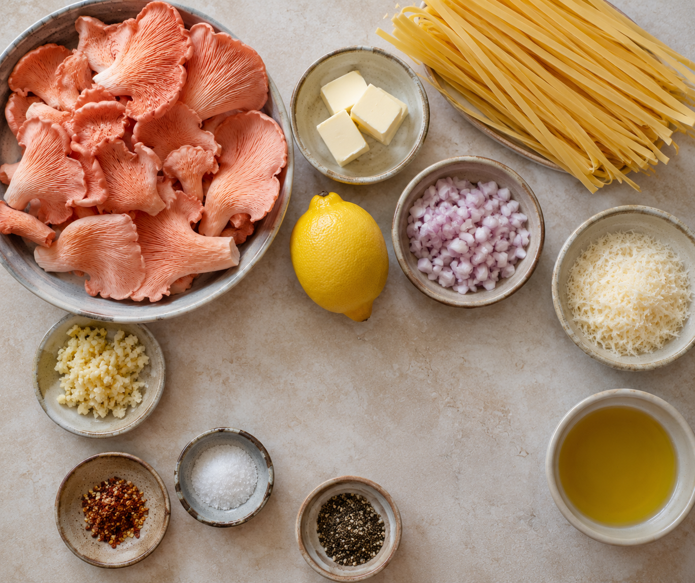 Pink Tree Oyster Mushroom Pasta