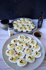 Truffle Deviled Eggs with Fried Capers