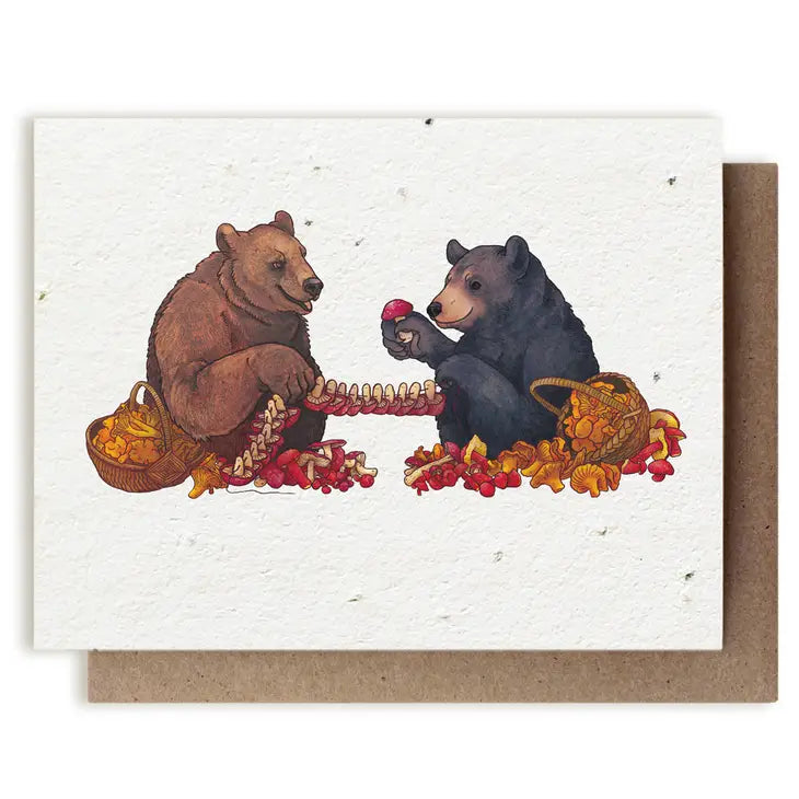 Bear and Mushroom Greeting Plantable Card